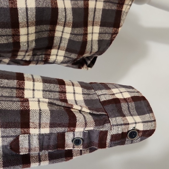 JACHS Men’s Brawny Long Sleeve Flannel Button Down Shirt Jacket Brown Grey XLT - Picture 5 of 16